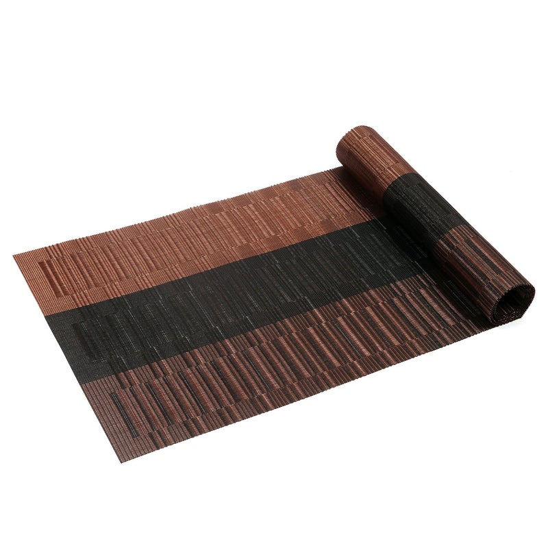 SHACOS Table Runners Woven Vinyl Table Mats 12x71 inch for Kitchen Dining Table Non Slip Washable, Ombre Coffee Black - Image 4